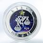 Armenia 100 dram Zodiac Libra Zircon color silver coin 2008