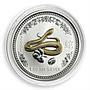 Australia 1 dollar Lunar Calendar I Year of the Snake gilded silver coin 2001