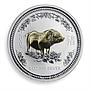 Australia 1 dollar Year of the Pig Lunar Series I 1 Oz Silver Gilded coin 2007