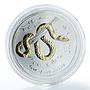 Australia, 1 dollar, Year of the Snake, Lunar Series II silver gilded coin 2013