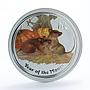 Australia 1 dollar Year of the Mouse Series II coloured 1 Oz silver coin 2008