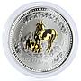 Australia 1 dollar Lunar Calendar I Year of Goat gilded silver coin 2003