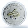 Australia 1 dollar Lunar Calendar I Year of the Snake gilded silver coin 2001