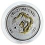 Australia 1 dollar Lunar Calendar I Year of the Dragon gilded silver coin 2000