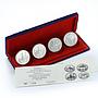 Laos 50 kips set 4 coins 10 years of People's Democratic Republic of Laos 1985