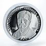 Liberia 20 dollars 26th US President Theodore Roosevelt proof silver coin 2000