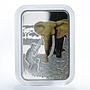 Malawi 20 kwacha Art of hunting elephant silver rectangular coin 2011