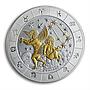 Rwanda 1000 francs Zodiac Gemini Twins silver gilded coin 2009