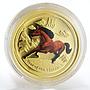 Australia 15 dollars Lunar calendar Year of Horse colour gold coin 1/10 oz 2014