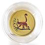 Australia 5 dollars Lunar calendar Year of Monkey colored gold coin 1/20 oz 2004