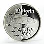 Aruba 10 florin Animal Series - Fish proof silver coin 2004