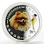 Benin 1000 francs Pomeranian Dog colored proof silver coin 2012