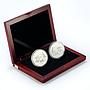 Ghana set 2 coins Olympic Games 2004 Athens silver 2001