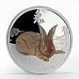 Cook Islands 50 cents Year of the Rabbit Lunar Zodiac colored silver coin 2011