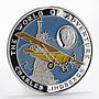 Afghanistan 500 afghanis Charles Lindbergh piedfort colored silver coin 1996