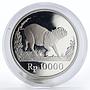 Indonesia 10000 Rupiah Wildlife Wild Pig animal proof silver coin 1987