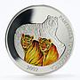 Mongolia 5000 togrog Panthera Tigris Altaica Amur Tiger colored silver coin 2007