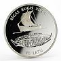 Latvia 10 latu 12th-century Ship Above its Sunken Remain proof silver coin 1997