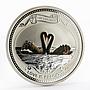 Niue 2 dollars Love is Precious Black Swans proof silver coin 2009