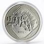 Mexico 5 pesos Endangered Wildlife Animal Jaguar silver coin 2001