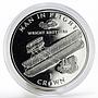 Isle of Man 1 crown Aircraft Man in Flight Wright Brothers proof silver coin1995