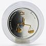 Mongolia 250 togrog Zodiac Libra gilded silver coin 2007