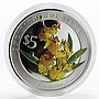 Singapore 5 dollars Flowers Oncidium Goldiana colored silver proof coin 2008