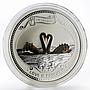 Niue 2 dollars Love is Precious Black Swans proof silver coin 2009