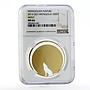 Mongolia 500 tugriks Wolf Wildlife NGC MS66 gilded silver coin 2013