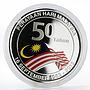 Malaysia 10 ringgit 50th Anniversary of Malaysian Flag silver proof coin 2013