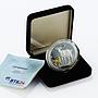 Laos 70000 kip Year of the Goat gemstone silver gilded proof coin 2014