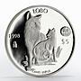 Mexico 5 pesos World Wildlife Fund Wolf Lobo proof silver coin 1998