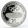 American Samoa 25 dollars XXIV Olympiad Seul Stadium proof silver coin 1988