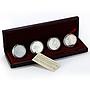 Uzbekistan set 4 coins Historical-Architectural Monuments proof silver coin 1998