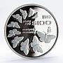 Mexico 100 pesos Monarch butterflies Fauna proof silver coin 1987