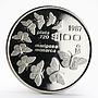 Mexico 100 pesos Monarch butterflies Fauna proof silver coin 1987