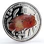 Laos 15000 kip Cichlasoma flower horn fish colored silver proof coin 2003 2004