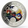 Palau 20 dollars 50th Anniversary United Nations fish colored proof silver 1995
