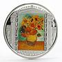 Cook Islands 20 dollars Vincent van Gogh Art Sunflowers colored silver coin 2010