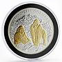 Rwanda 1000 francs Mountain Gorilla animal crystal gilded proof silver coin 2008