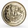 Thailand 50 baht Wildlife Conservation rhinoceros silver proof coin 1974