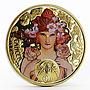 Niue 1 dollar Alphonse Mucha Zodiac Series Cancer gilded silver coin 2011