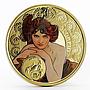 Niue 1 dollar A. Mucha Zodiac series Scorpio gilded silver coin 2011