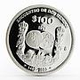 Mexico 100 pesos Ibero-American Encounter of Two Worlds Ships silver coin 1991