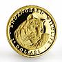 Cook Islands 25 dollars Endangered Animal series The Tiger proof gold coin 1990