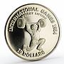 Liberia 10 dollars International Games Weight Lifting proof nickel coin 1984