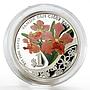 Singapore 1 dollar Vanda Tan Chay Yan Orchid colored proof silver coin 2011