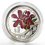 Singapore 1 dollar Aranda Tay Swee Eng Orchid colored proof silver coin 2011