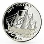 Liberia 20 dollars HMS Victory Ship proof silver coin 2000