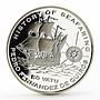 Vanuatu 50 vatu The Pedro Hernandez de Quiros Ship proof silver coin 2005